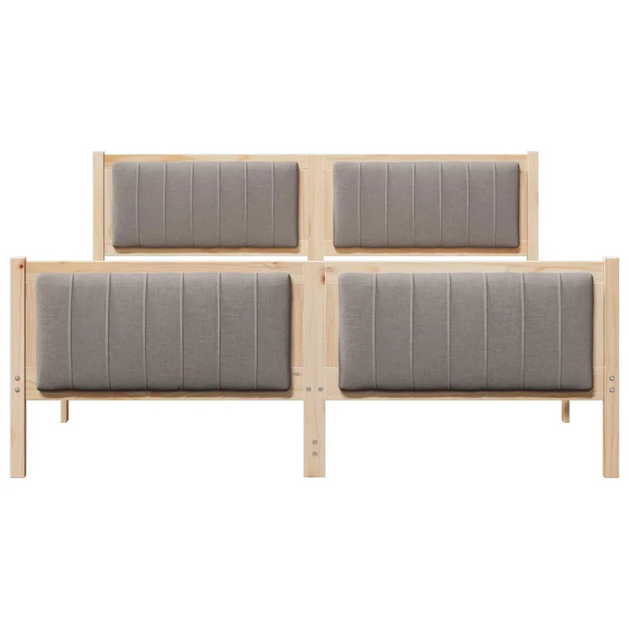 Cadre de lit Marron et taupe 160 x 200 cm Bois massif en pin - 5