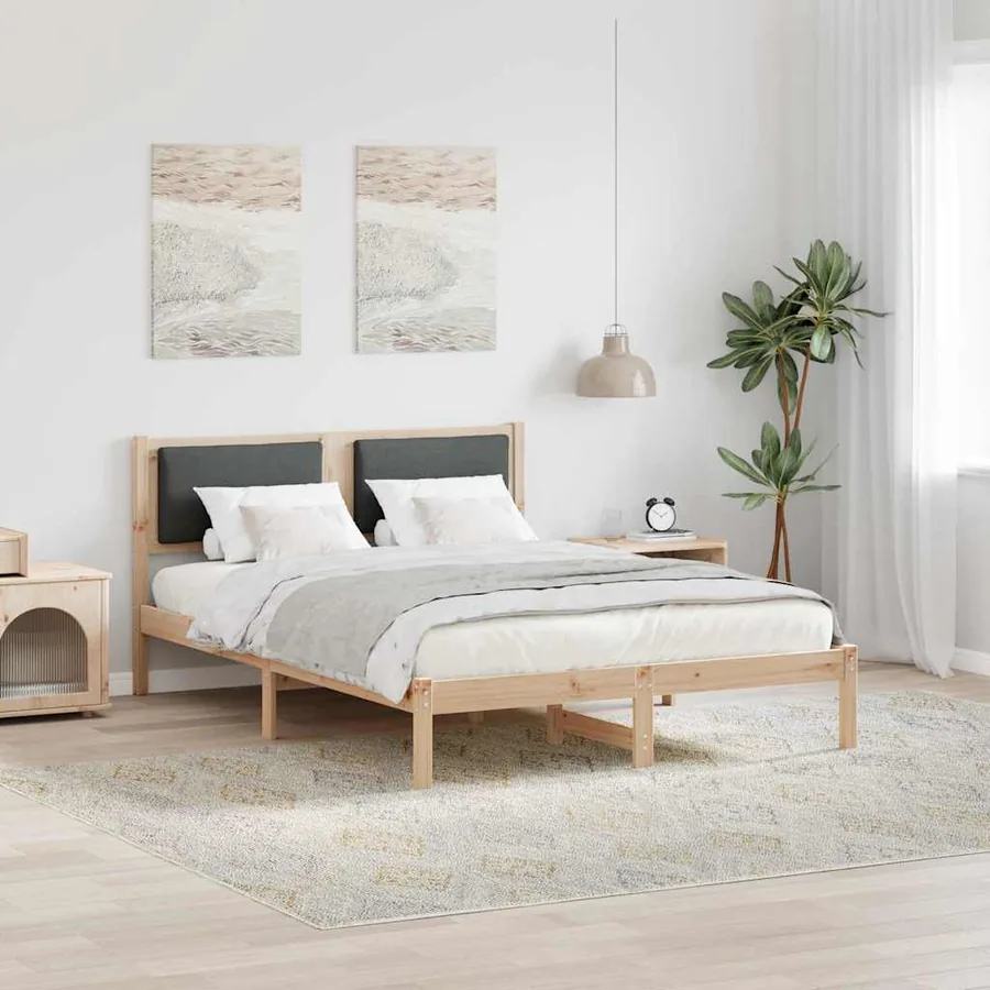 Cadre de lit Gris foncé 150 x 200 cm Pin massif