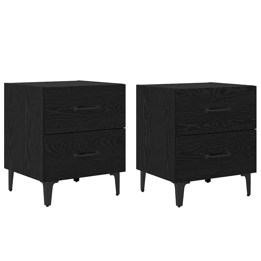 Armoire de lit avec tiroir 2 pcs Chêne noir 40 x 35 x 47,5 cm - 2