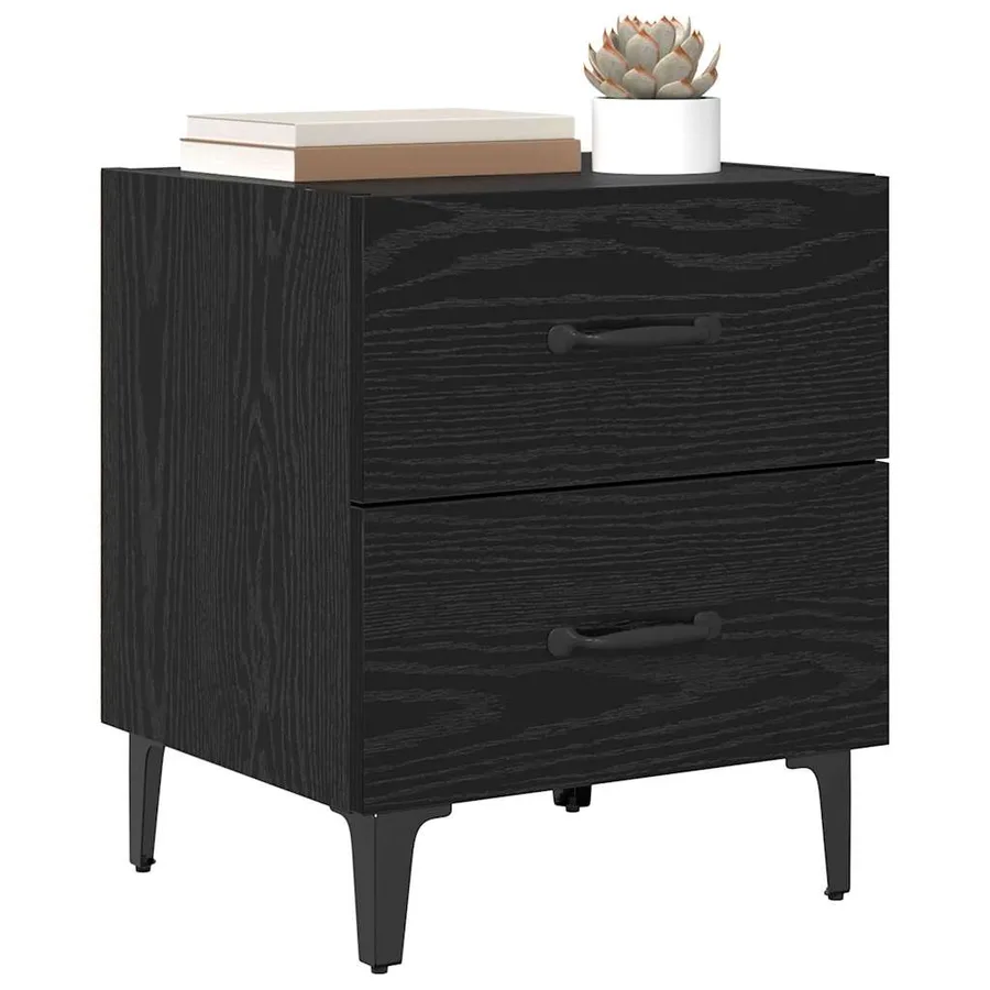 Armoire de lit avec tiroir 2 pcs Chêne noir 40 x 35 x 47,5 cm - 3