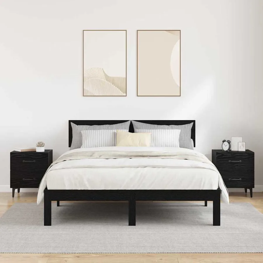 Armoire de lit avec tiroir 2 pcs Chêne noir 40 x 35 x 47,5 cm - 4