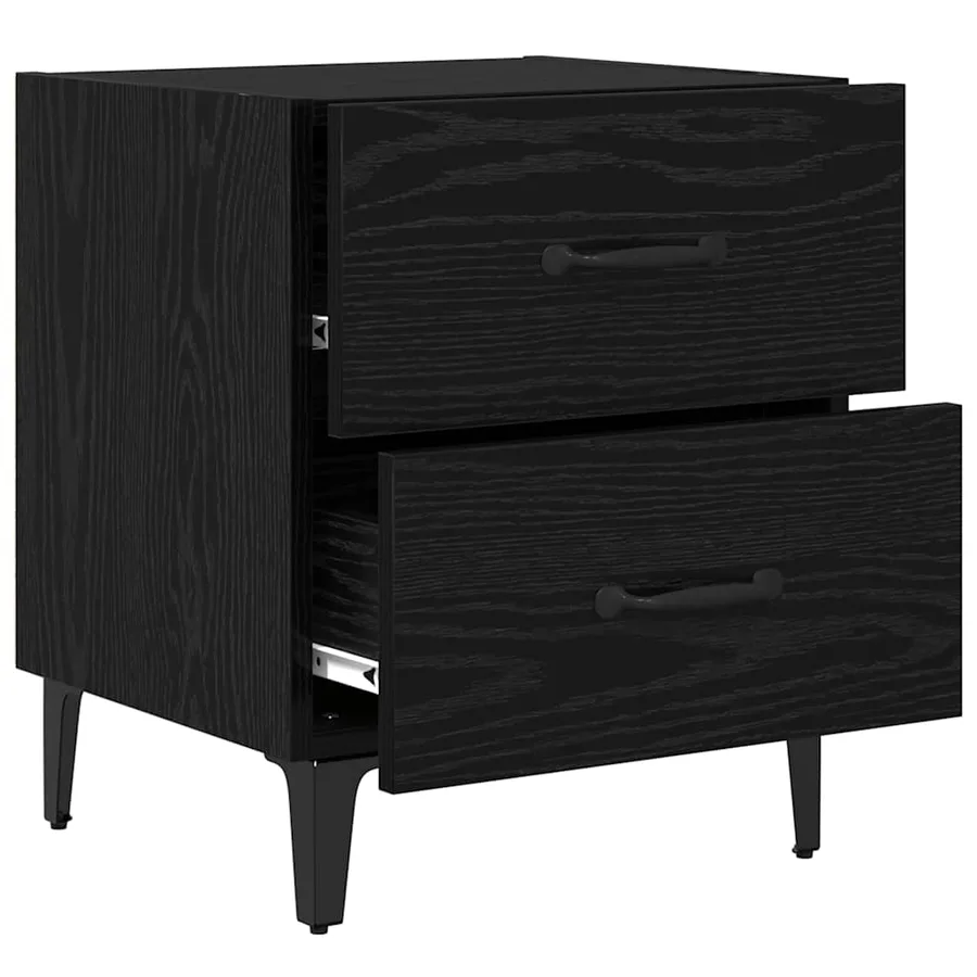 Armoire de lit avec tiroir 2 pcs Chêne noir 40 x 35 x 47,5 cm - 5