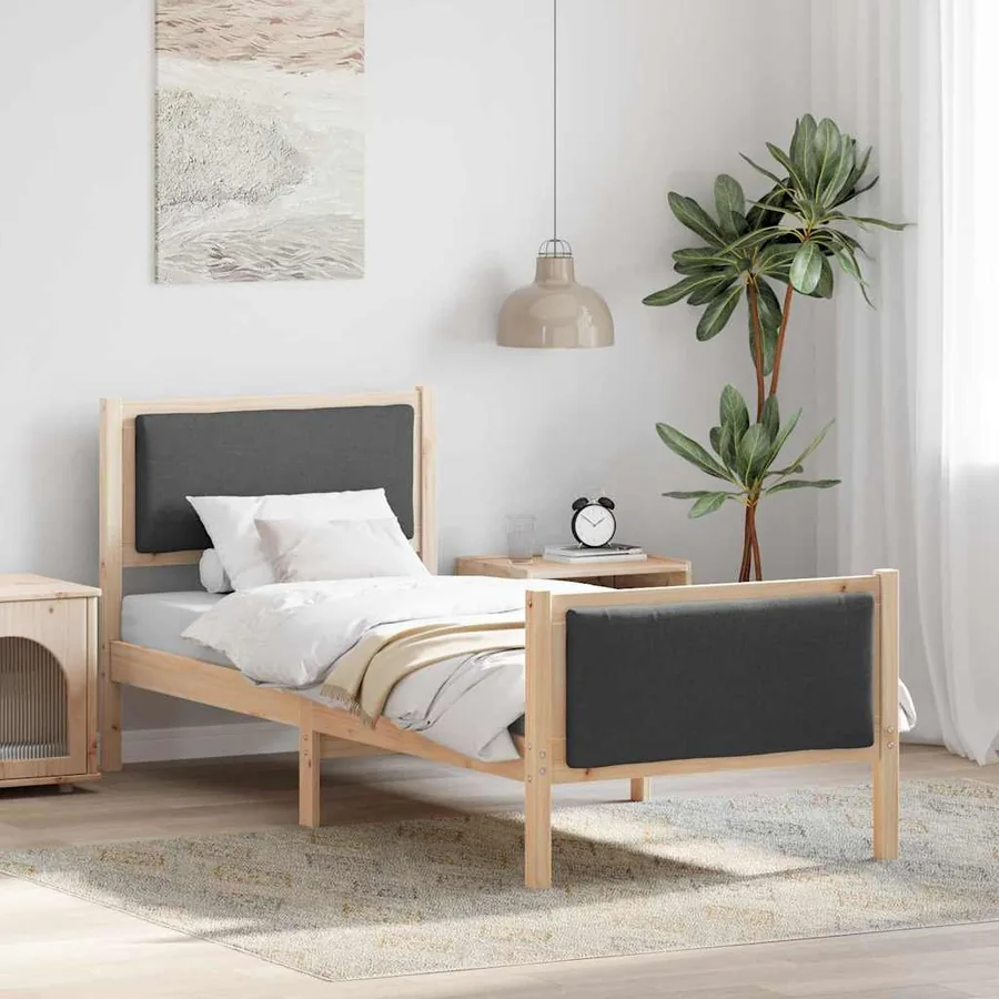 Cadre de lit avec tête de lit Gris foncé 75 x 190 cm tissu