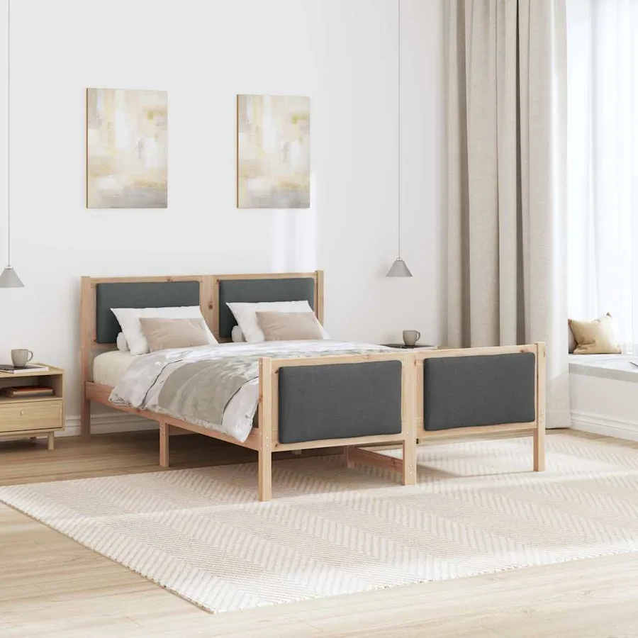 Cadre de lit avec tête de lit Gris foncé 160 x 200 cm tissu - 4