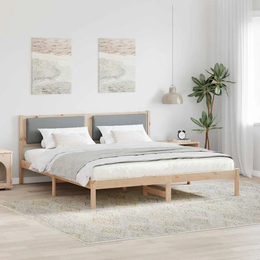 Cadre de lit Gris clair 200 x 200 cm Pin massif