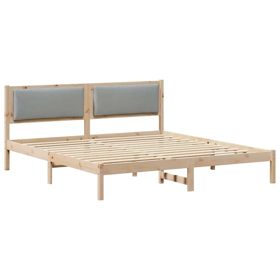 Cadre de lit Gris clair 200 x 200 cm Pin massif - 2