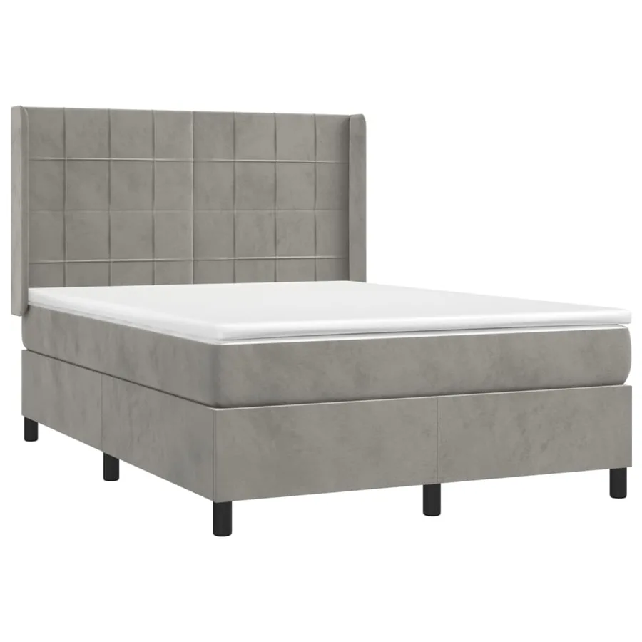 Sommier à lattes de lit matelas et LED Gris clair 140x200 cm - 4