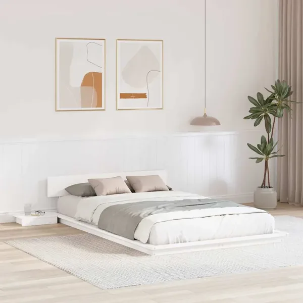 Cadre de lit avec tête de lit Marron 135 x 190 cm bois