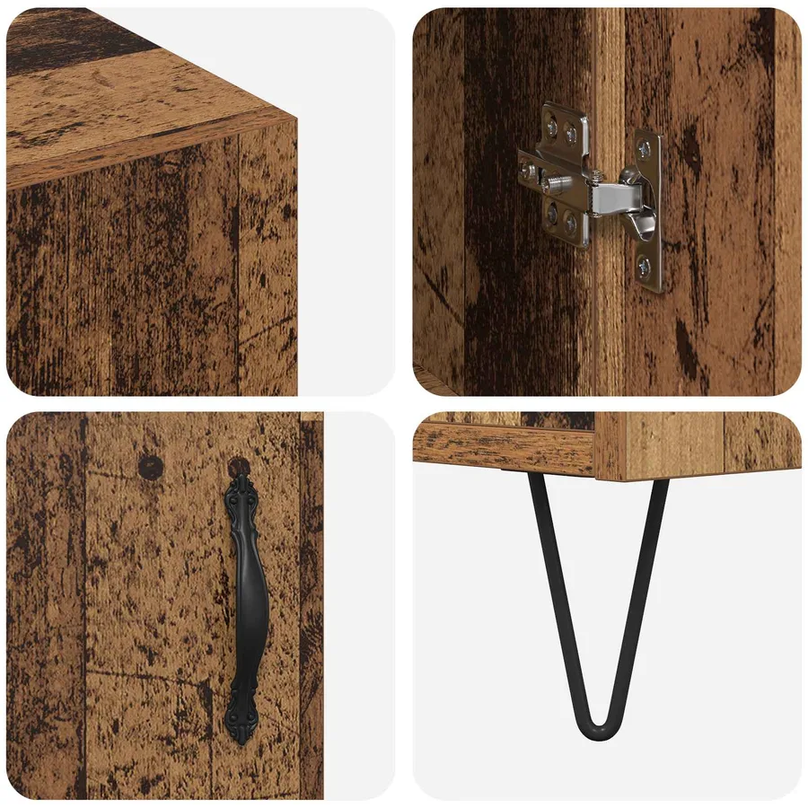 Buffet Bois ancien 90 x 32,5 x 80 cm Bois d'ingénierie - 9