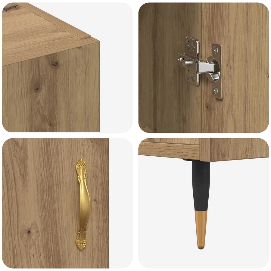 Buffet Chêne artisanal 90 x 34 x 80 cm Bois d'ingénierie - 9
