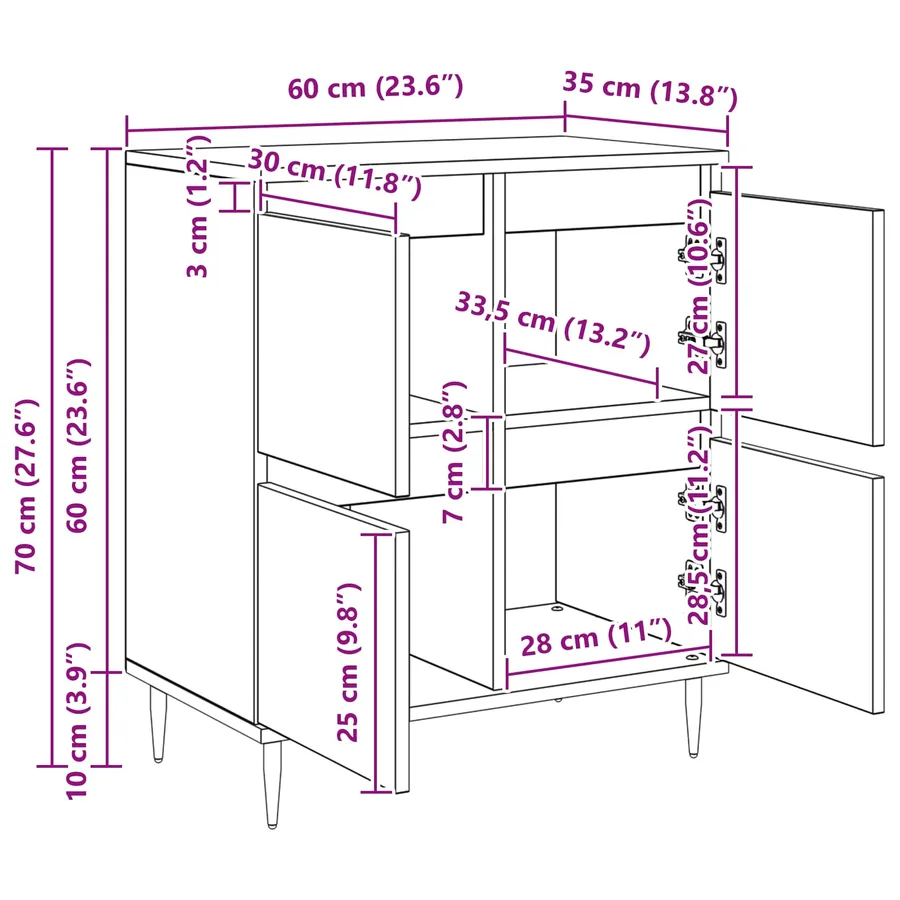 Buffet Chêne artisanal 60 x 35 x 70 cm - 13
