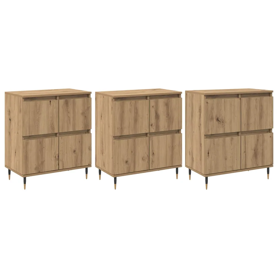 Armoire de rangement 3 pcs Chêne artisanal 60 x 35 x 70 cm - 2