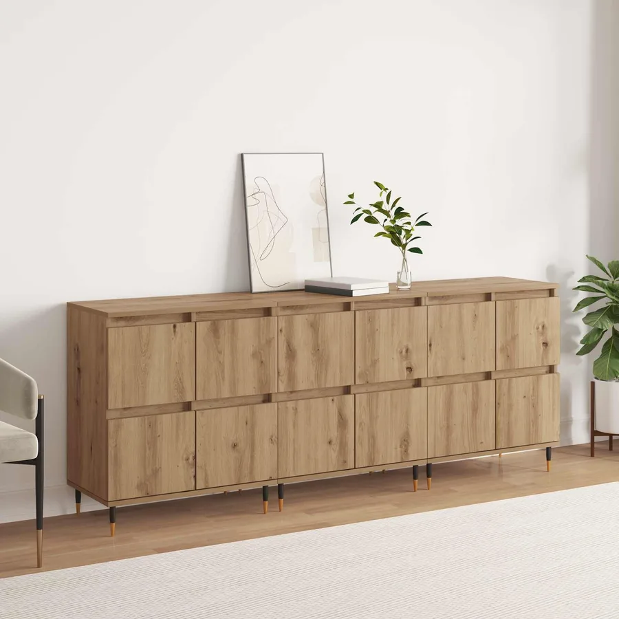 Armoire de rangement 3 pcs Chêne artisanal 60 x 35 x 70 cm - 4