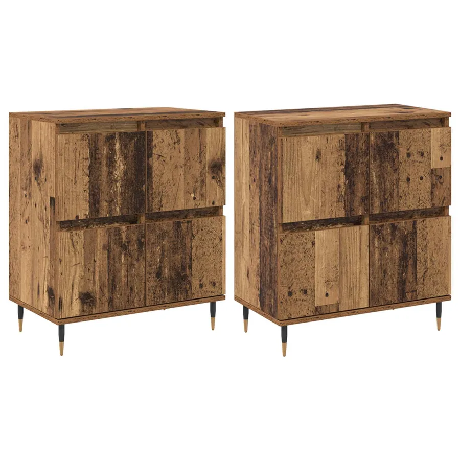 Armoire de rangement 2 pcs Bois ancien 60 x 35 x 70 cm - 2