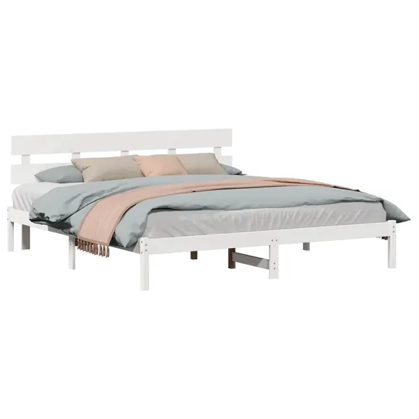 Cadre de lit Blanc 200 x 200 cm Bois de pin massif