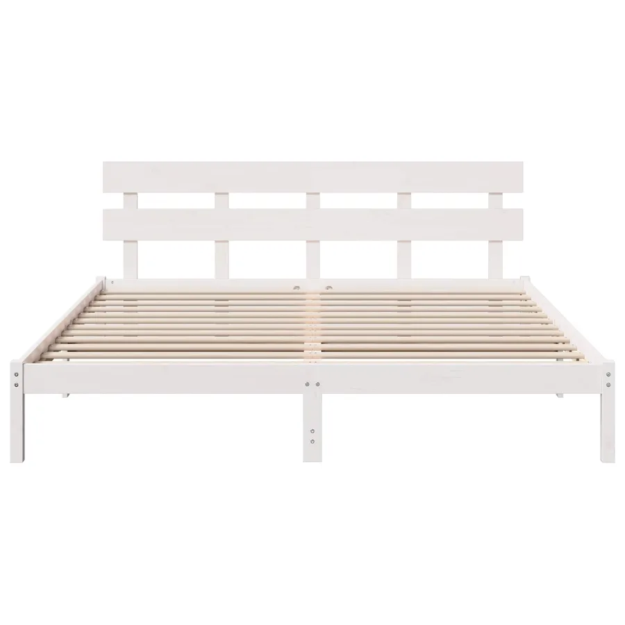 Cadre de lit Blanc 200 x 200 cm Bois de pin massif - 3