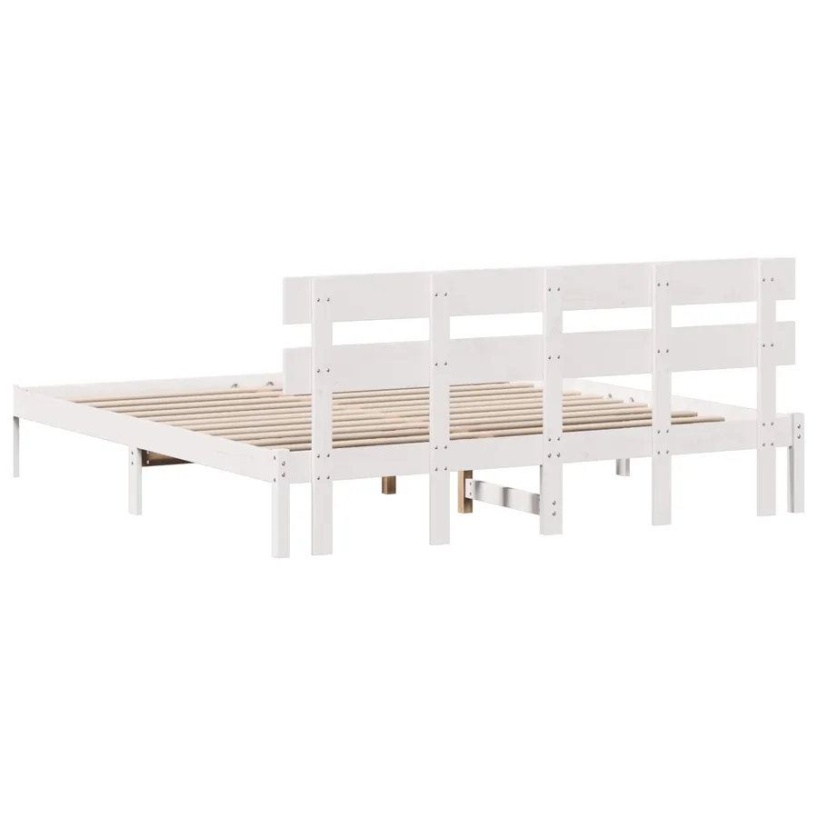 Cadre de lit Blanc 200 x 200 cm Bois de pin massif - 7