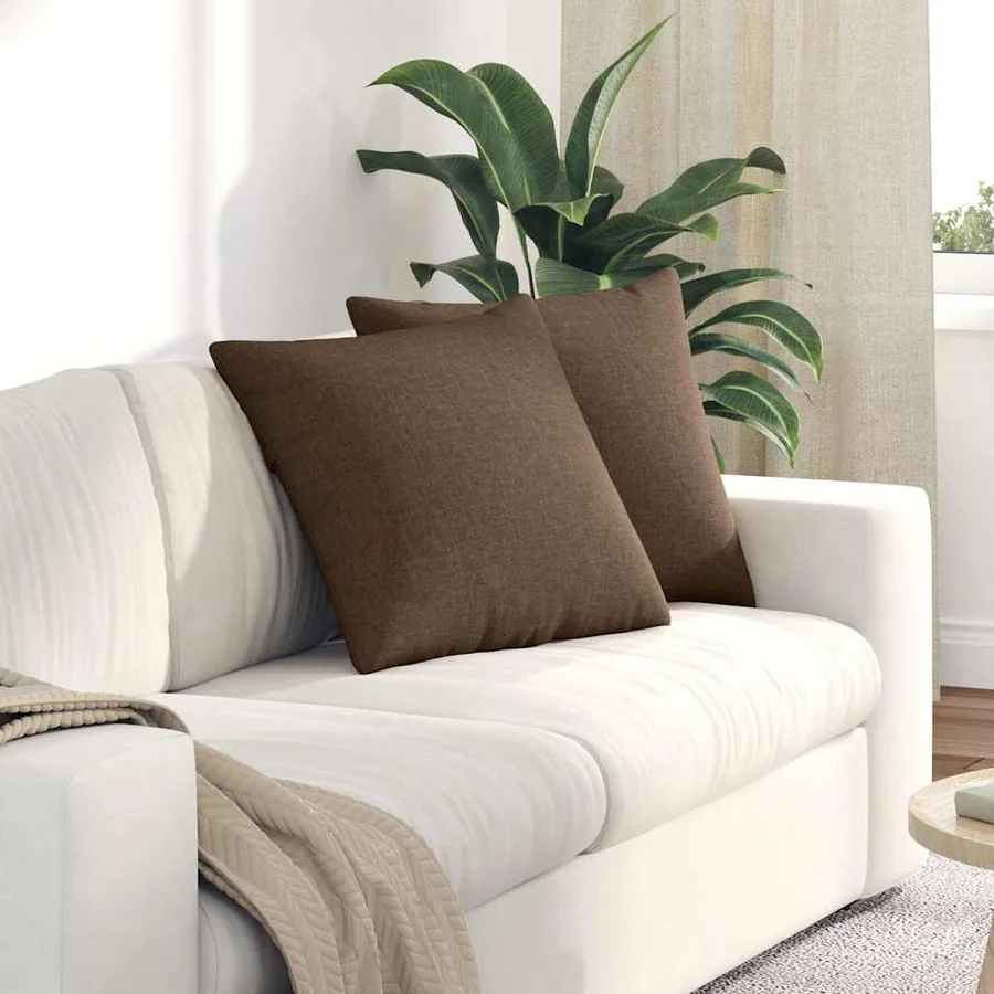 Coussins de canapé 2 pcs Marron 50 x 50 cm tissu