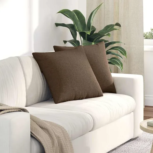 Coussins de canapé 2 pcs Marron 50 x 50 cm tissu