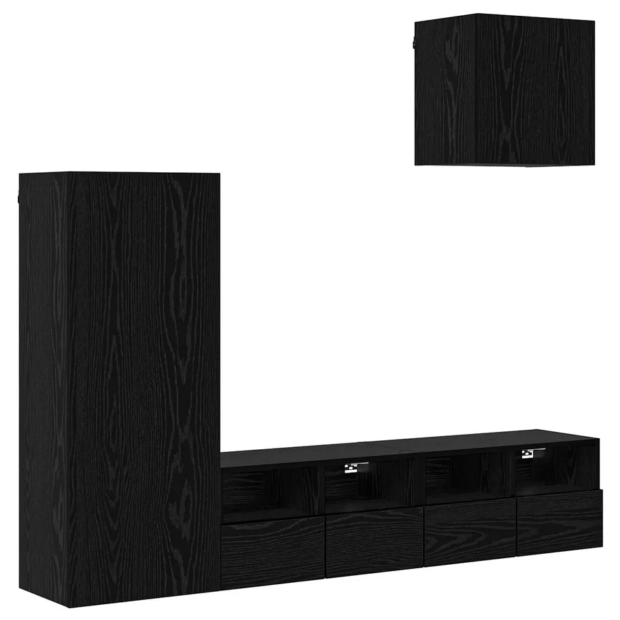 Meubles TV muraux 4 pcs Chêne noir Bois d'ingénierie - 2
