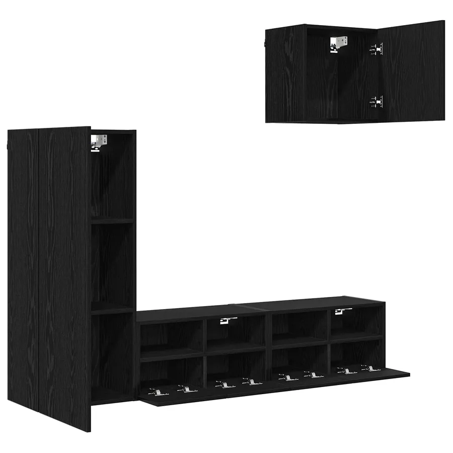 Meubles TV muraux 4 pcs Chêne noir Bois d'ingénierie - 5