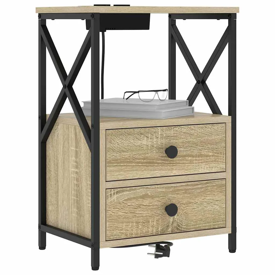 Cabinet de chevet 2 pcs Chêne Sonoma 40 x 31 x 60 cm - 3
