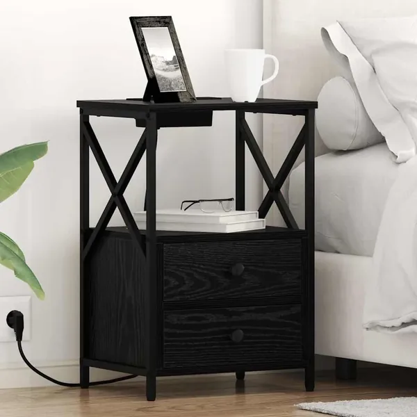 Cabinet de chevet avec tiroir 2 pcs Chêne noir 40 x 31 x 60 cm