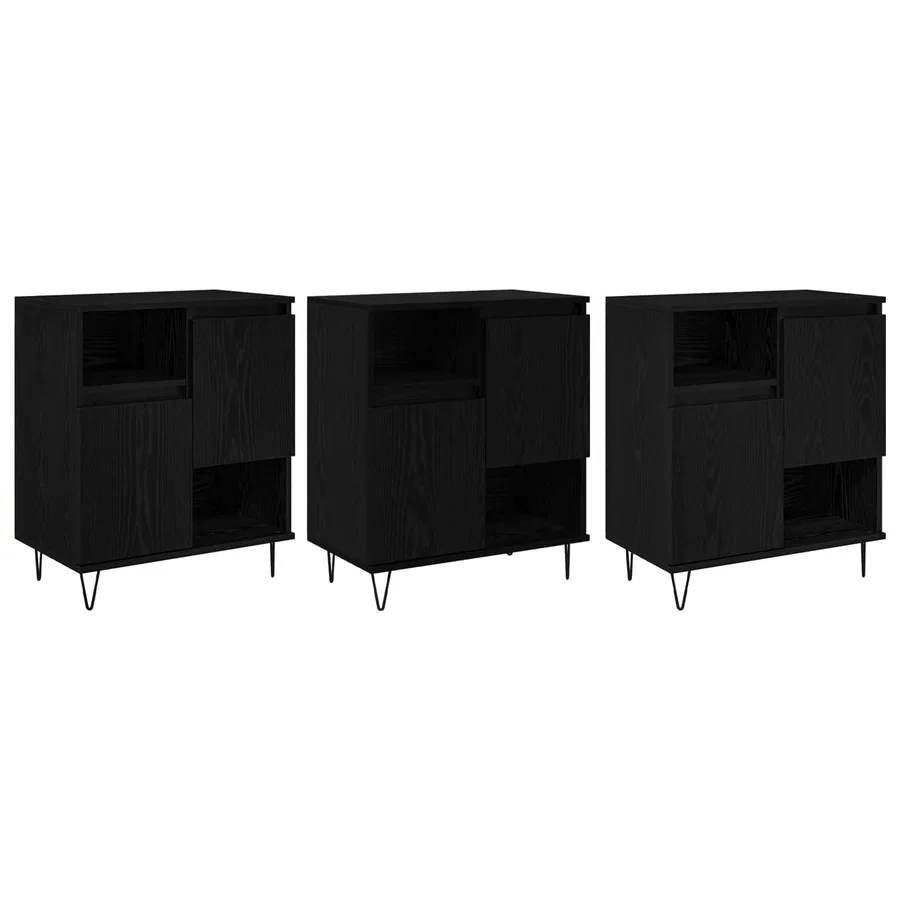 Buffet 3 pcs Chêne noir 60 x 35 x 70 cm - 2