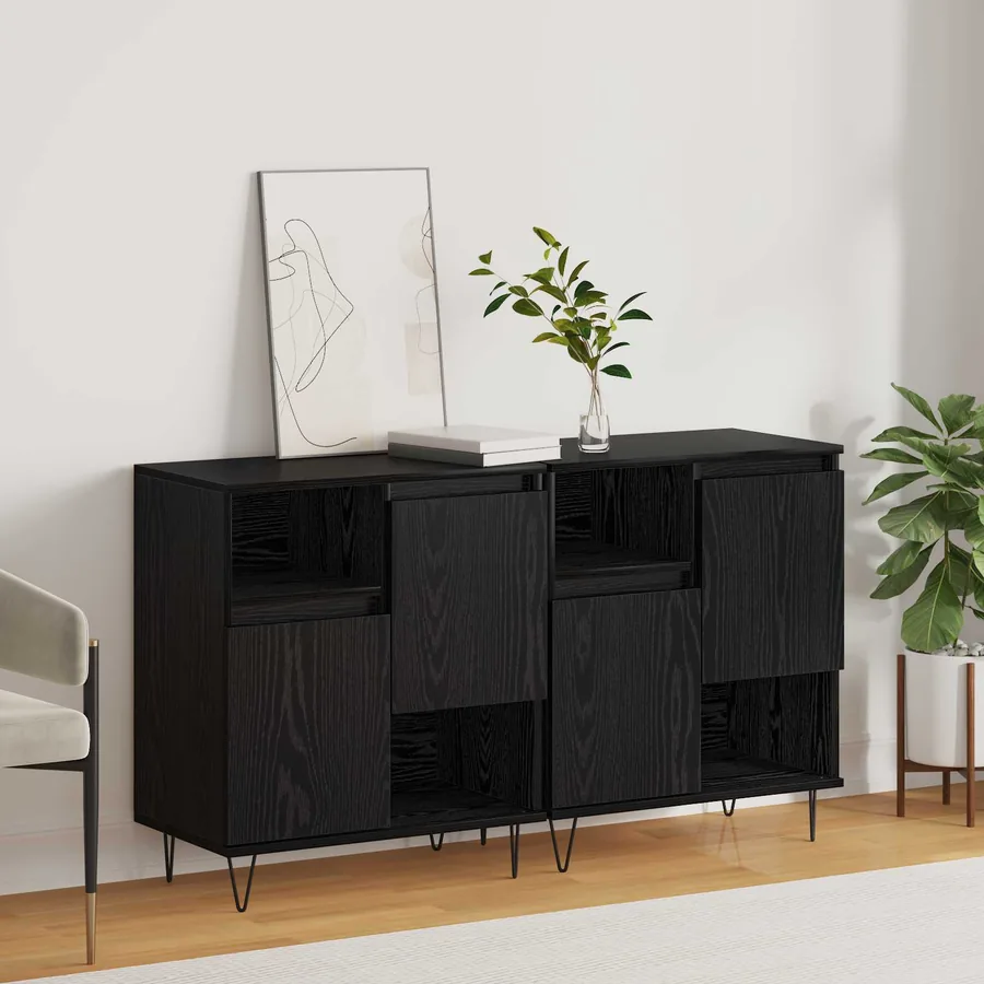 Buffet 2 pcs Chêne noir 60 x 35 x 70 cm