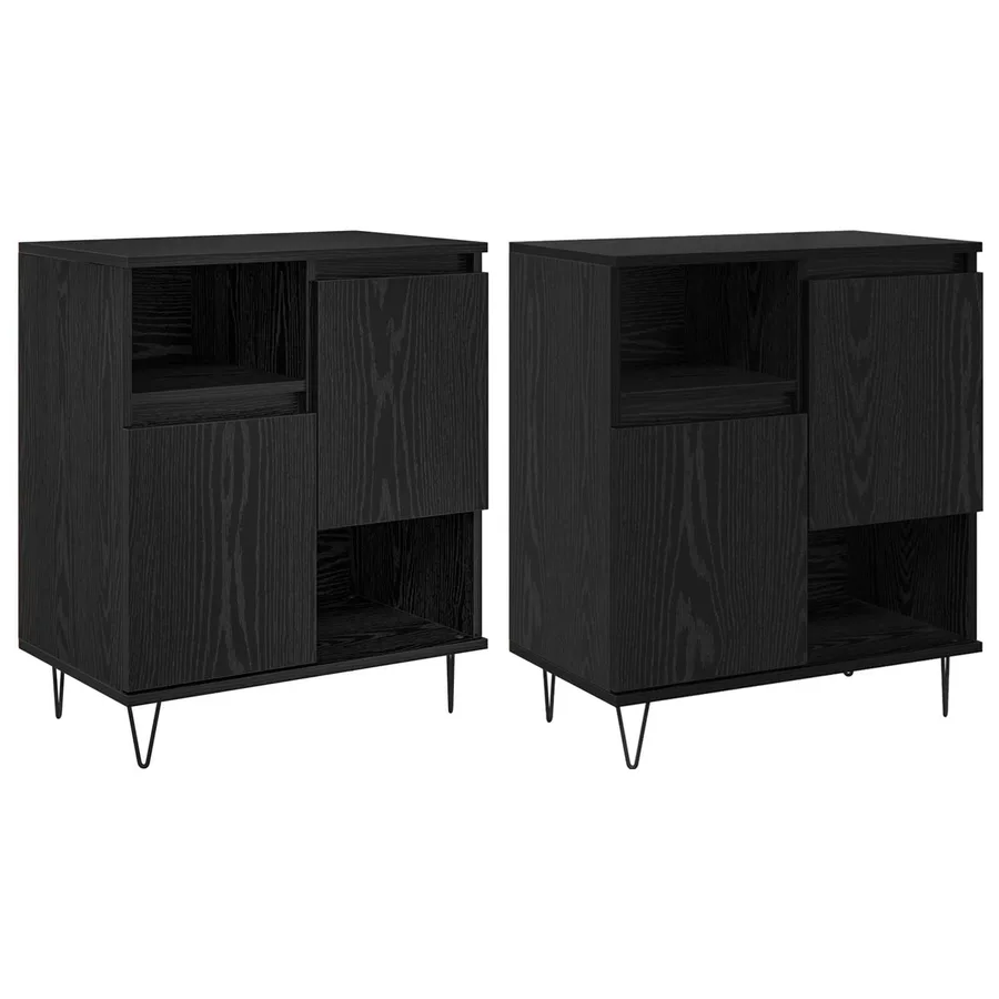 Buffet 2 pcs Chêne noir 60 x 35 x 70 cm - 2