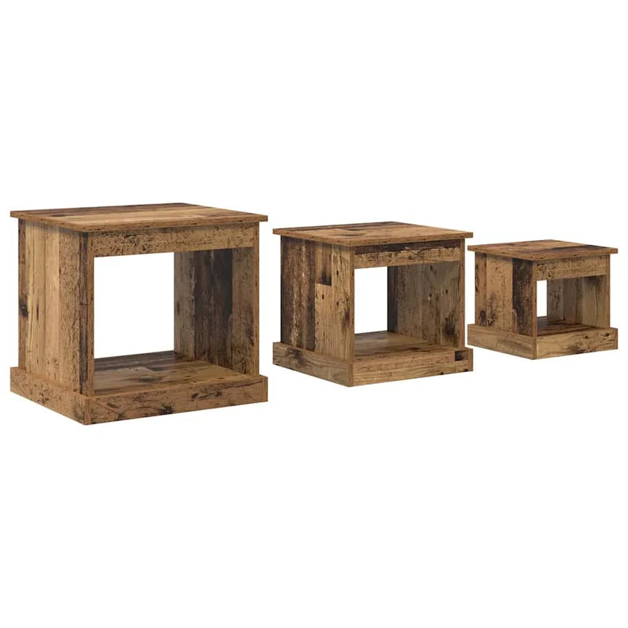 Table basse 3 pcs Bois Ancien Bois d'ingénierie - 2