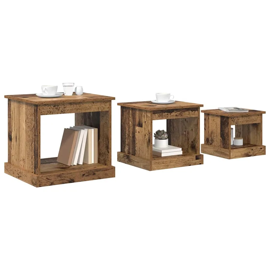 Table basse 3 pcs Bois Ancien Bois d'ingénierie - 3
