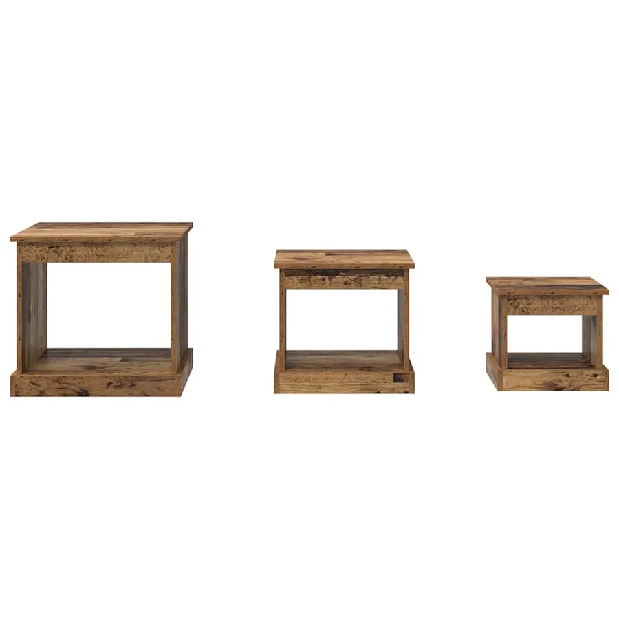 Table basse 3 pcs Bois Ancien Bois d'ingénierie - 5
