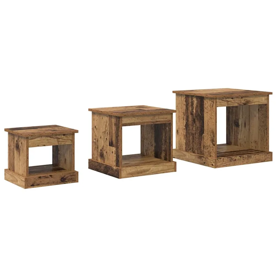 Table basse 3 pcs Bois Ancien Bois d'ingénierie - 7