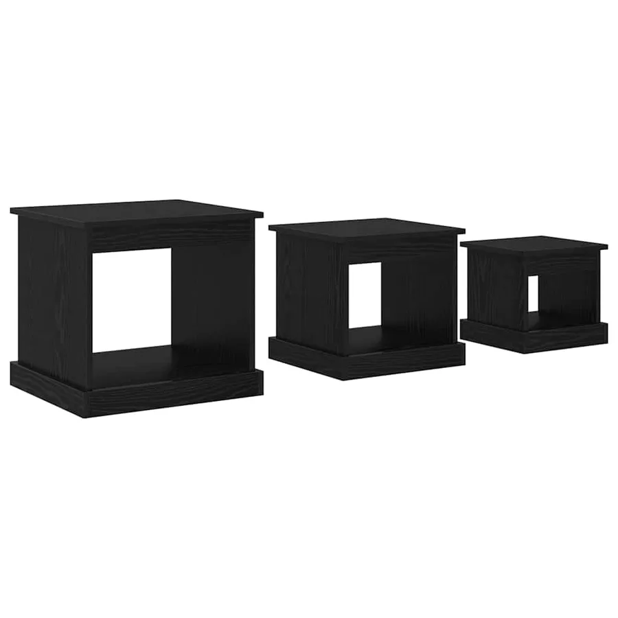 Table basse 3 pcs Chêne noir Bois d'ingénierie - 2