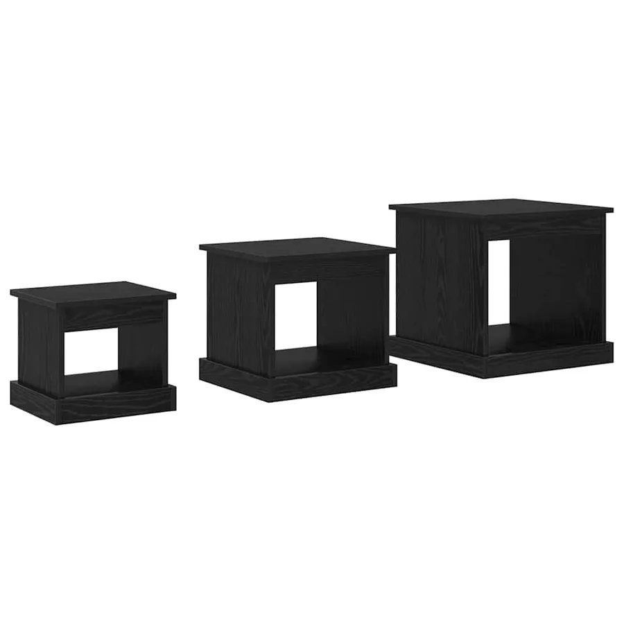 Table basse 3 pcs Chêne noir Bois d'ingénierie - 7