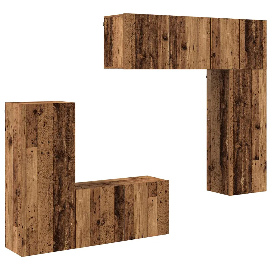 Unité murale de TV 5 pcs Bois Ancien Bois d'ingénierie - 2