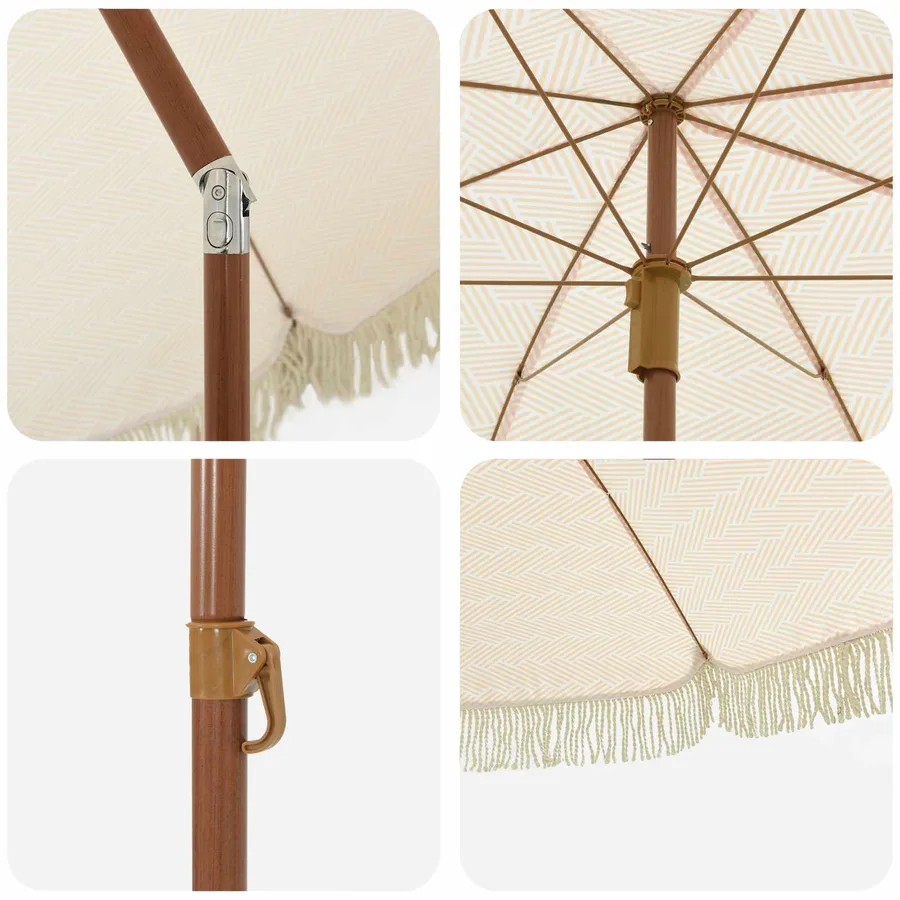 Parasol de plage Jaune et blanc 205 x 205 x 210 cm - 5