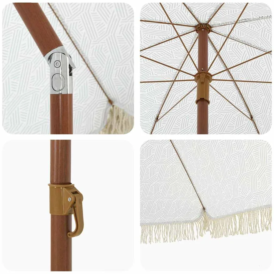 Parasol de plage Gris et blanc 205 x 205 x 210 cm - 5