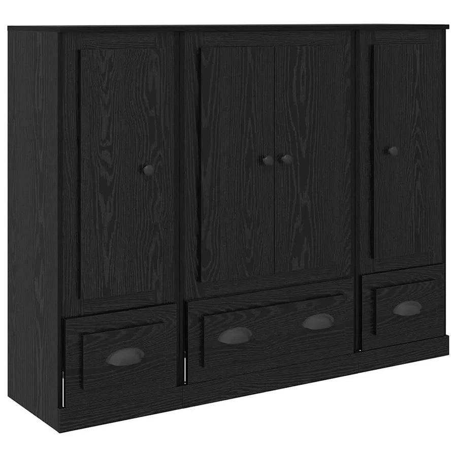 Haut Armoire avec tiroir 3 pcs Chêne noir Bois d'ingénierie - 5
