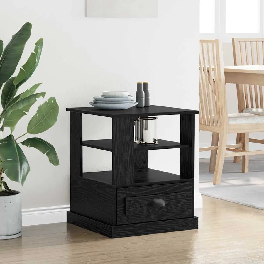 Cabinet de chevet Chêne noir 50 x 50 x 60 cm Bois d'ingénierie - 4