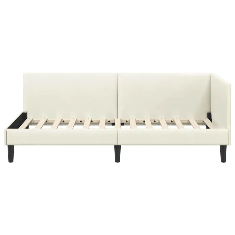 Cadre de lit d'angle Crème 90 cm x 190 cm Velours - 5