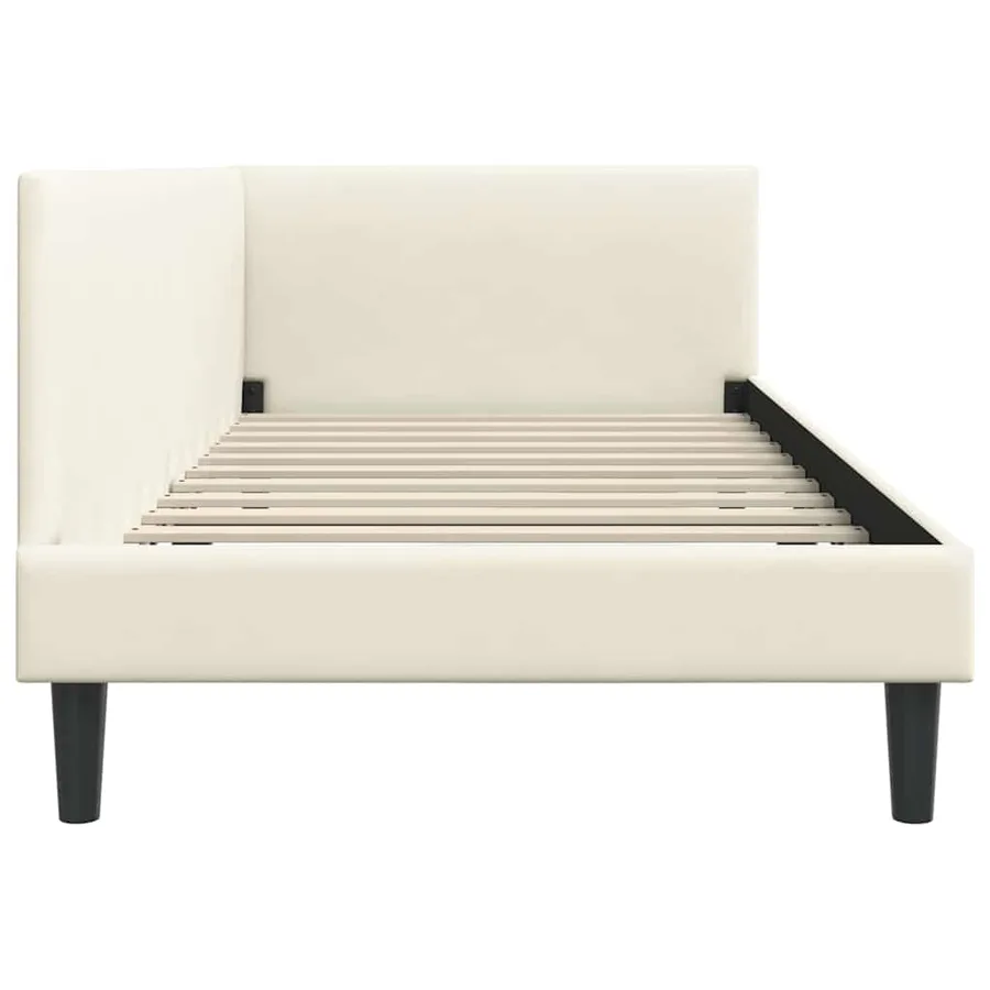 Cadre de lit d'angle Crème 90 cm x 190 cm Velours - 6