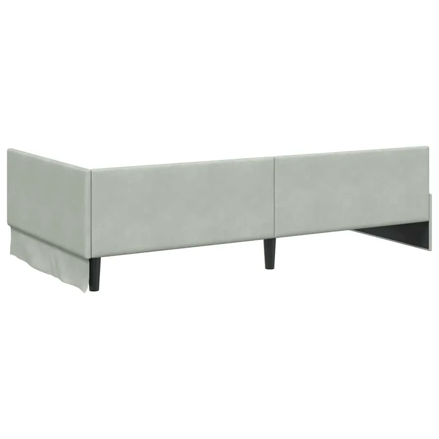 Cadre de lit d'angle Gris clair 90 cm x 200 cm Velours - 7