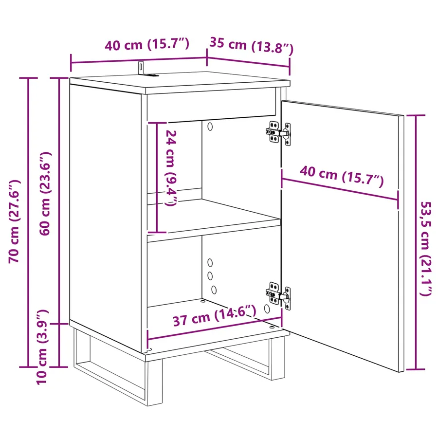 Buffet Bois ancien 40 x 35 x 70 cm Bois d'ingénierie - 14