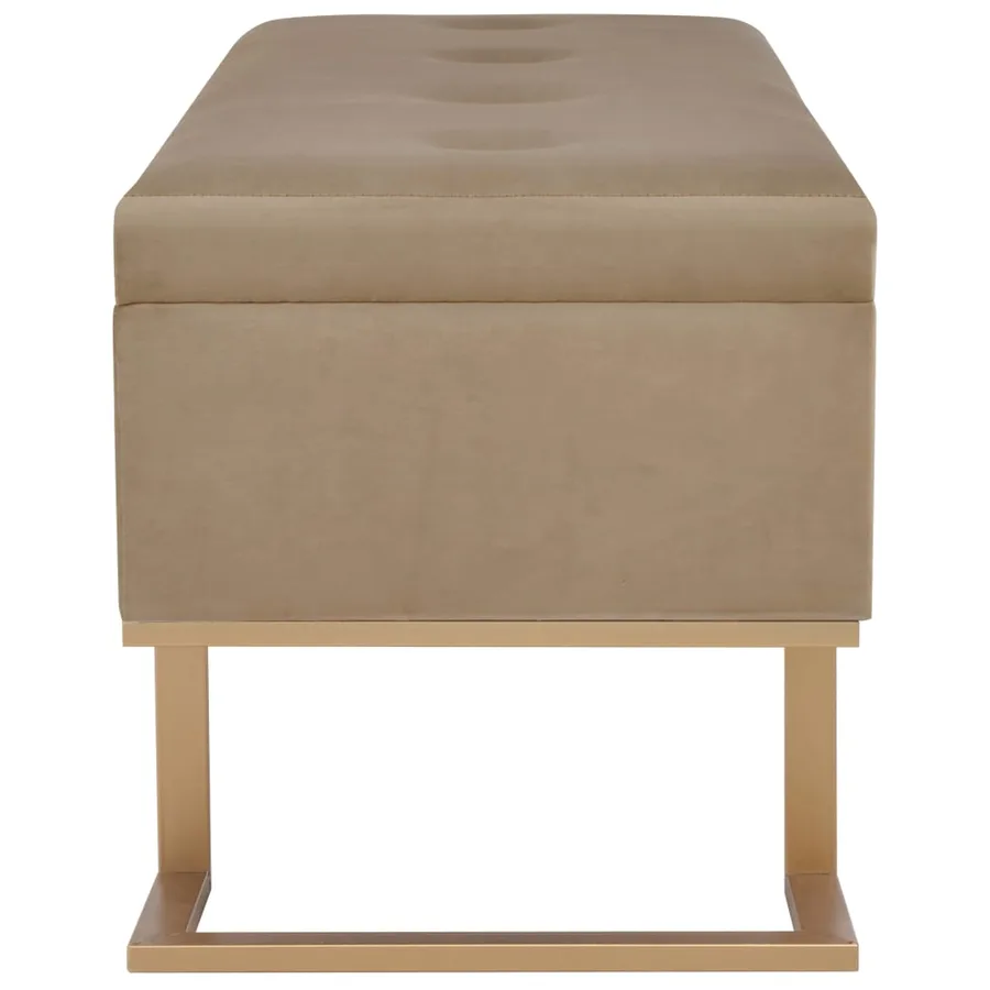 Banc avec compartiment de rangement 105 cm Beige Velours - 4