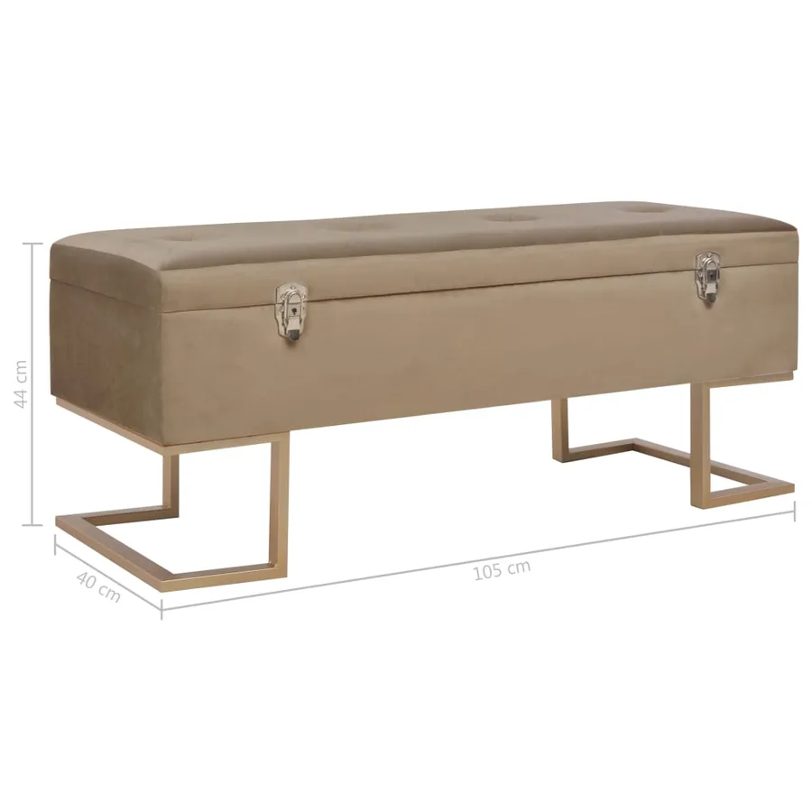 Banc avec compartiment de rangement 105 cm Beige Velours - 7