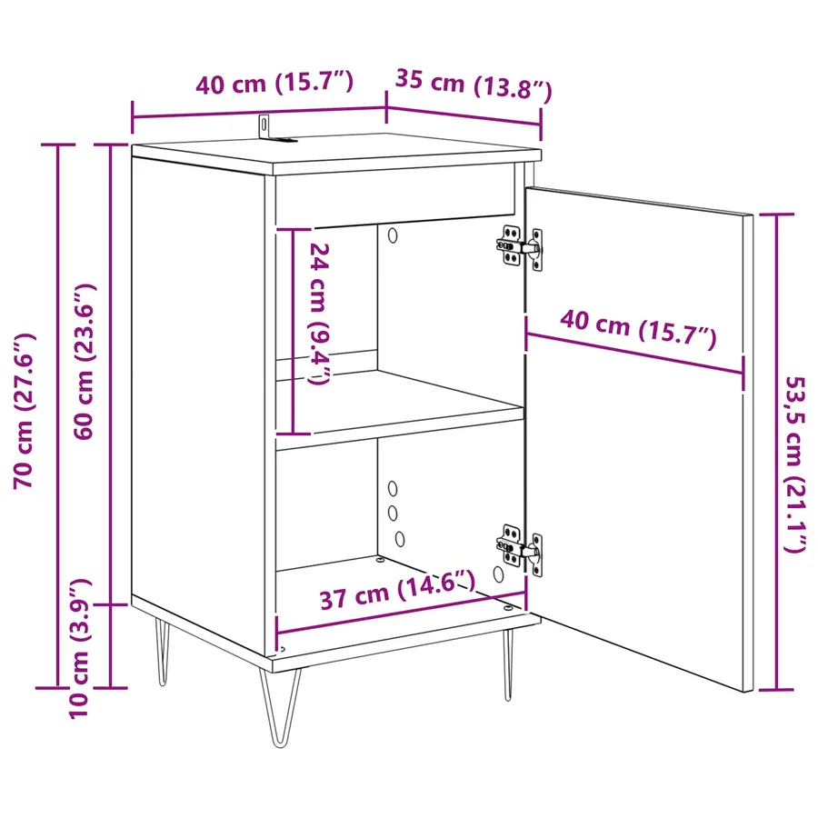 Buffet Chêne artisanal 40 x 35 x 70 cm Bois d'ingénierie - 14