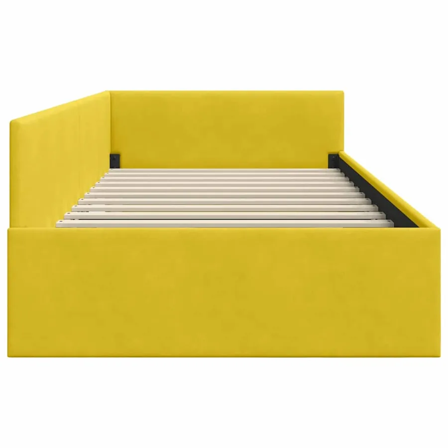 Cadre de lit d'angle Jaune 100 cm x 200 cm Velours - 6