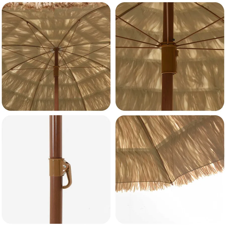 Parasol de plage Naturel 205 x 205 x 210 cm Polyester et Acier - 4